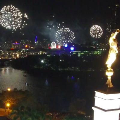 Fireworks Viewed from the Brisbane Temple
